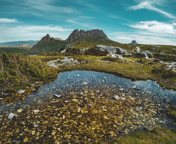 Scenic view of mountains against sky