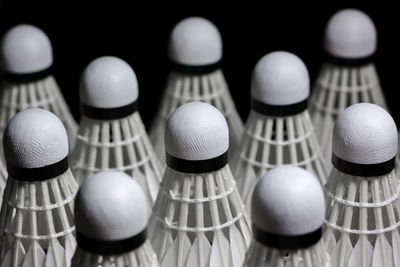 High angle view of balls on table against black background