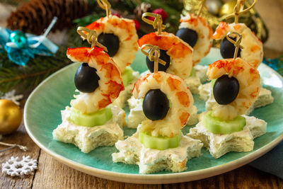 Close-up of fruit salad in plate