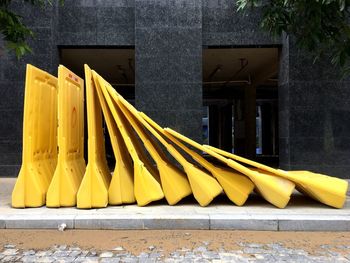 Close-up of yellow flags