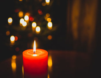 Close-up of illuminated candle