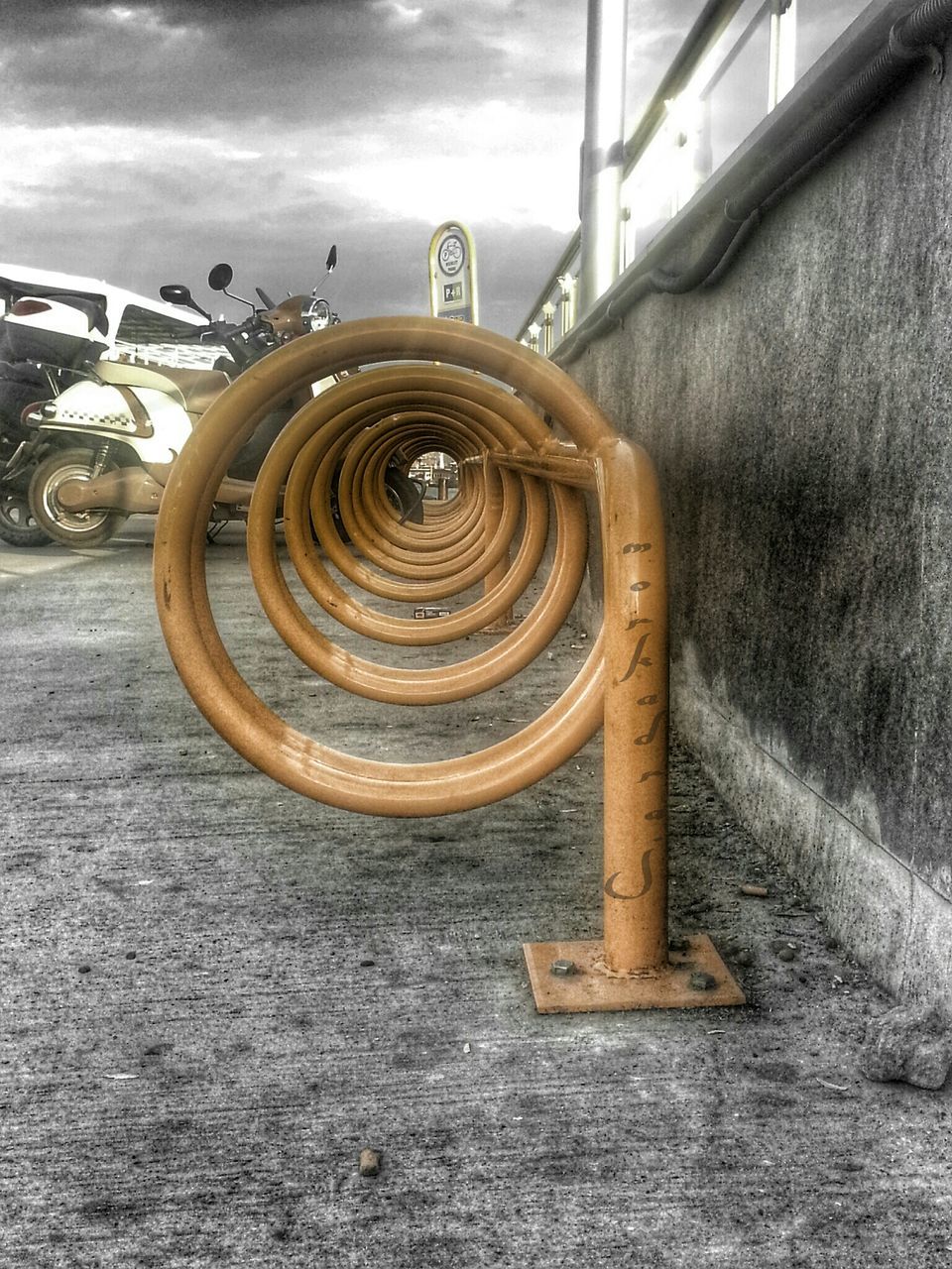 railing, metal, spiral, steps, metallic, staircase, steps and staircases, built structure, spiral staircase, architecture, rusty, no people, empty, pattern, curve, design, day, absence, indoors, close-up