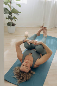 Portrait of woman relaxing at home