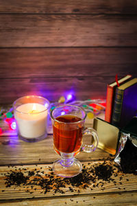 Tea light candles on table