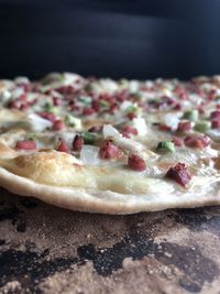 Close-up of pizza on table