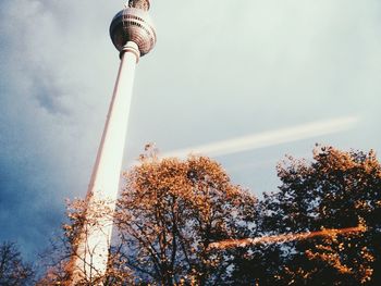 Low angle view of communications tower