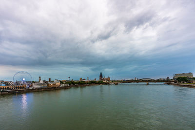 Panoramic view of cologne cathedral from deutz bridge, germany.