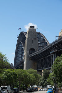 Low angle view of buildings against blue sky