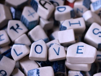 Full frame shot of blocks with love text