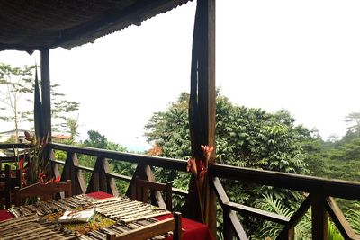 View of balcony against clear sky