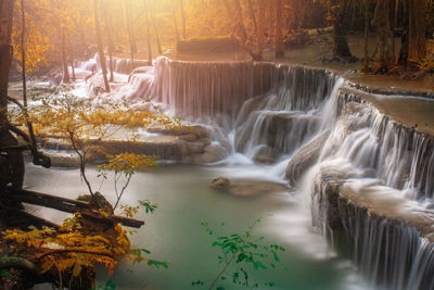 Scenic view of waterfall