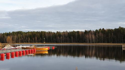 Scenic view of lake against sky