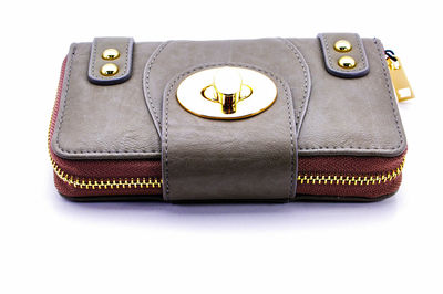 Close-up of clock against white background