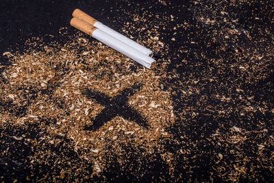 High angle view of cigarette