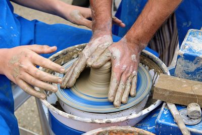 Close-up of hands working