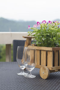 Close-up of flower vase on table