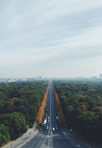 Aerial view of highway against sky