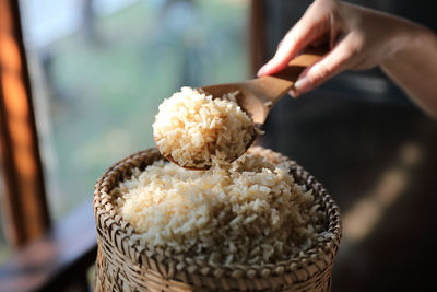 Close-up of person preparing food