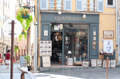 Information sign on street in restaurant