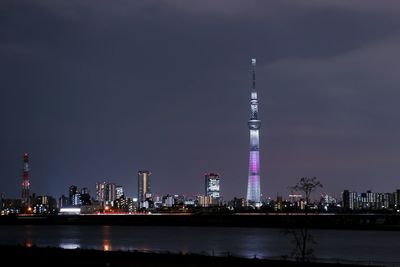 Illuminated city at night