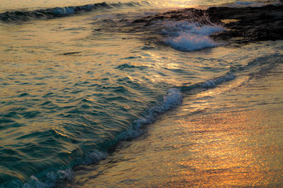 High angle view of waves in sea