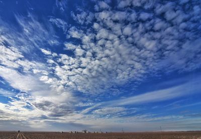 Scenic view of landscape against blue sky