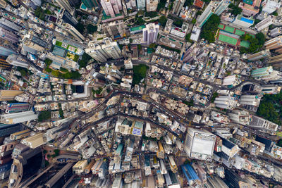 Aerial view of modern buildings in city