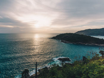 Scenic view of sea against sky during sunset