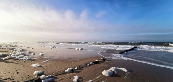 Scenic view of beach against sky