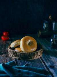 View of apple in basket on table