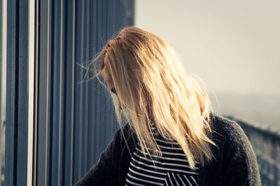 Young woman in hair