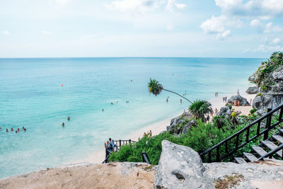 High angle view of beach against sky