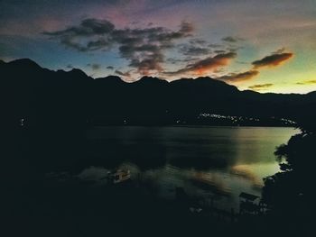 Scenic view of sea against sky at sunset