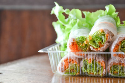 Close-up of food on table