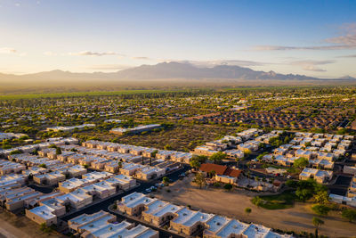 Scenic view of green valley arizona at sunrise with mountain views