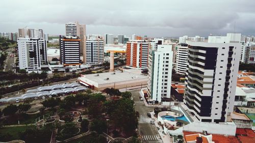 High angle view of cityscape against sky