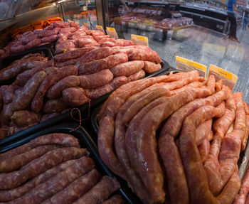 High angle view of food for sale at market stall