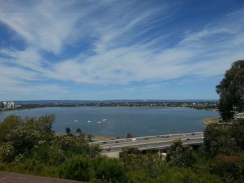 High angle view of sea against sky