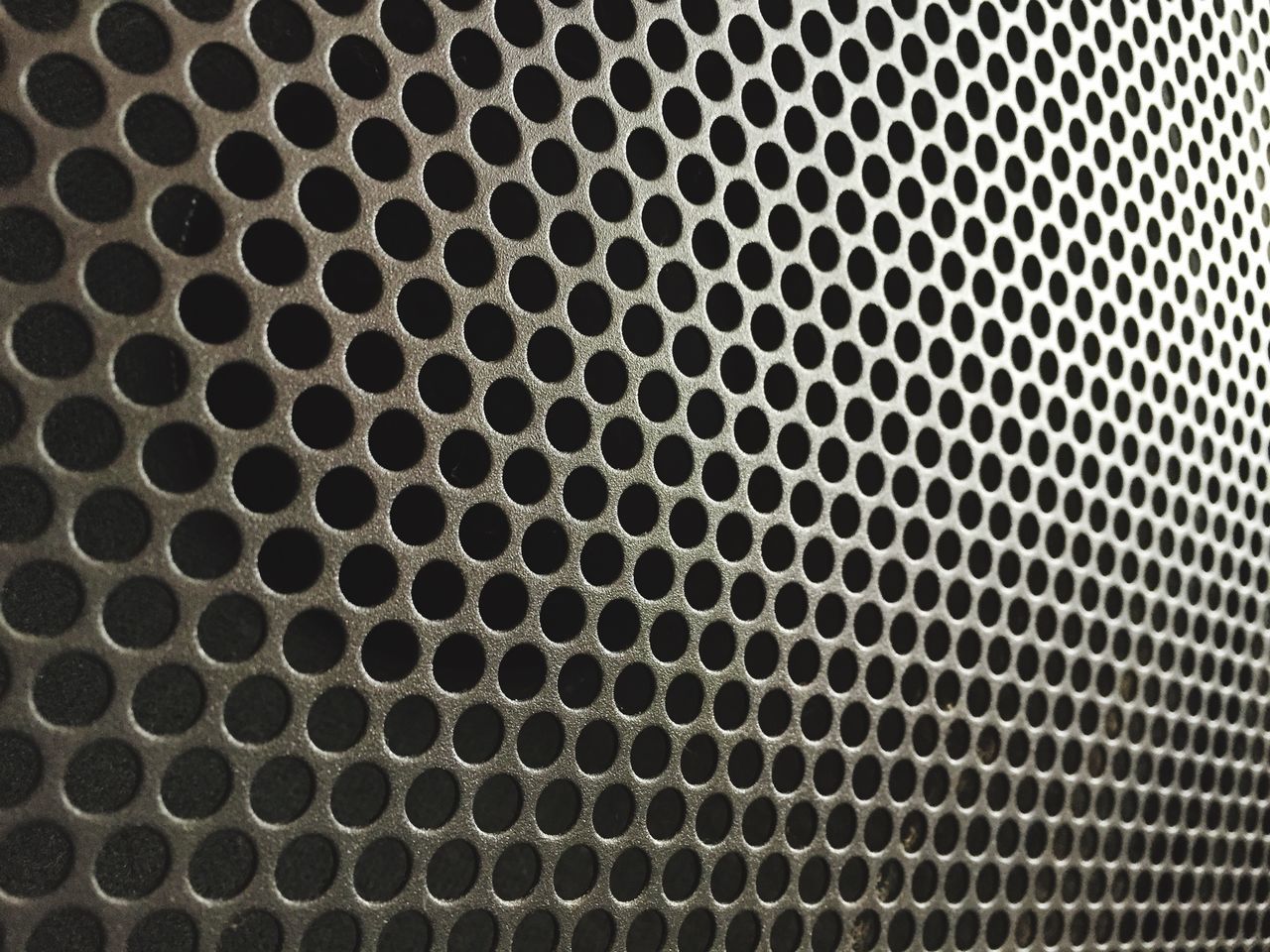 full frame, backgrounds, pattern, metal, repetition, textured, indoors, metallic, design, geometric shape, close-up, circle, metal grate, shape, detail, no people, in a row, abstract, hole, high angle view