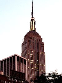 Low angle view of buildings against clear sky