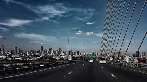 Road passing through city