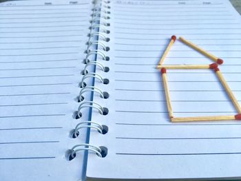 High angle view of pencil on table