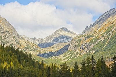 Panoramic view of mountain range against sky