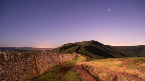 Scenic view of field against clear sky
