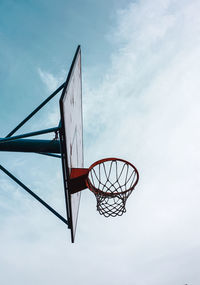 Street basket hoop and blue sky