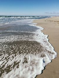 Scenic view of beach against clear sky