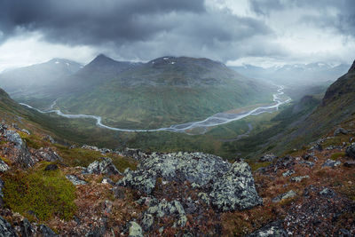 Scenic view of mountains against sky