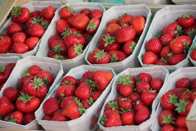 View of strawberries in market