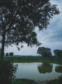 Scenic view of lake against sky