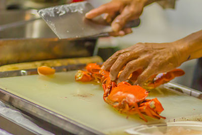 Cropped image of person preparing food